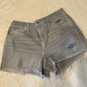 Aerie Gray Jean Shorts with Frayed Hem